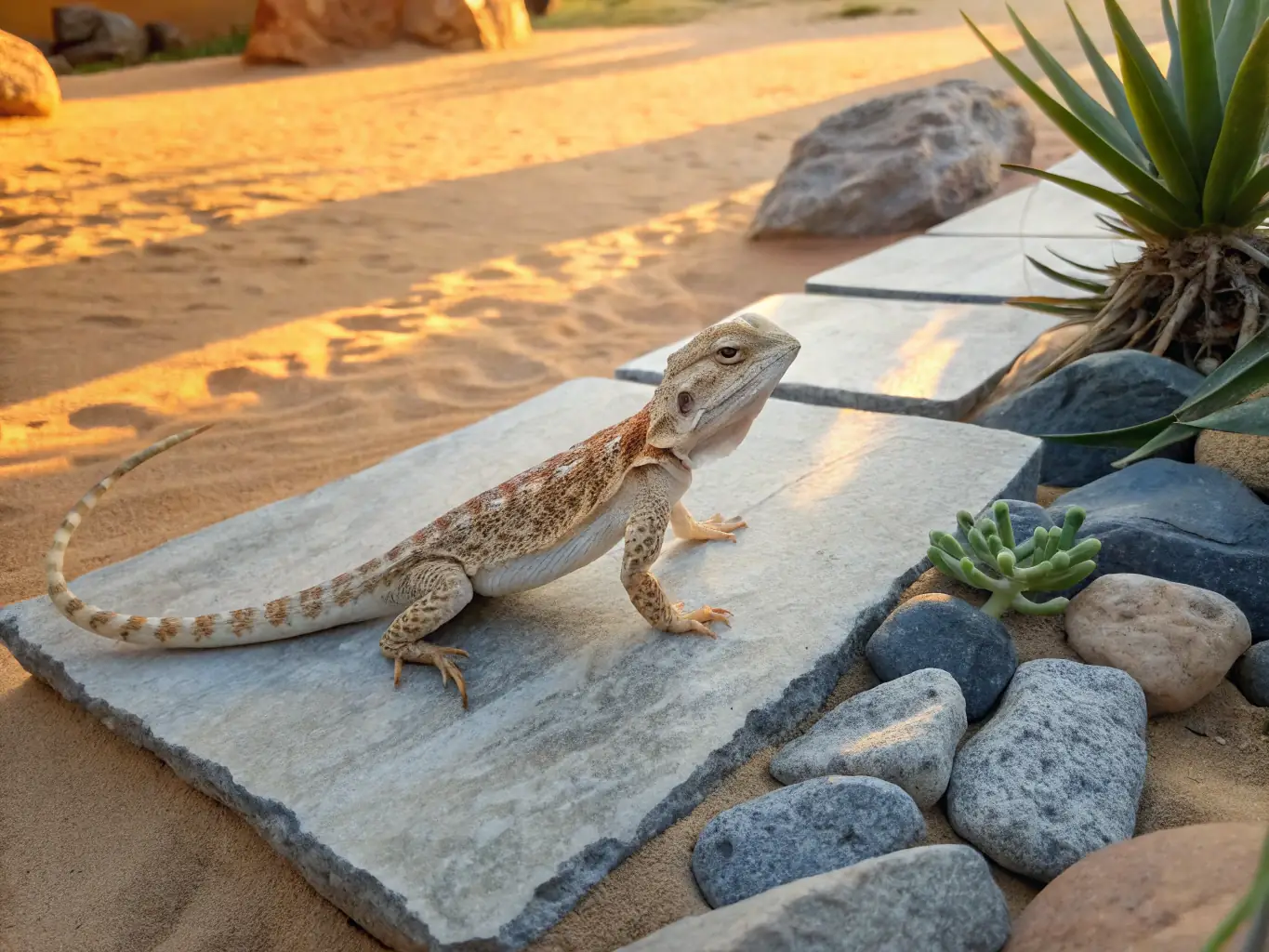 A picture of a young bearded dragon with striking blue hues, captured in a well-lit enclosure, emphasizing its unique coloration and healthy condition for potential buyers.